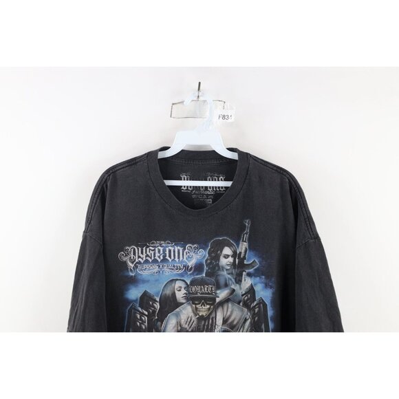 Vintage Y2K Streetwear Mens 2XL Distressed Skeleton Dice Hip Hop Rap T-Shirt - Picture 2 of 16